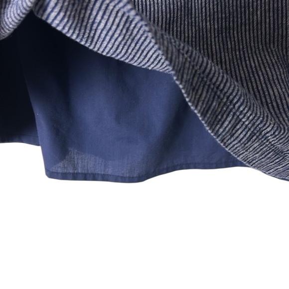 J.Crew skirt XL, linen cotton paper bag mini skirt,navy,white striped,belted - Picture 9 of 13